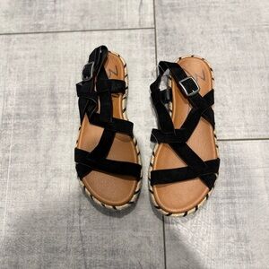 Zodiac Black Sandals with Strappy Design